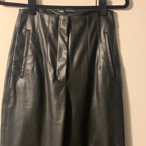 Zara high waisted straight leather pants